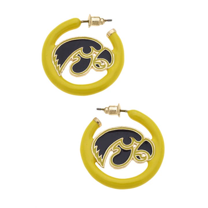 Iowa Hawkeyes Enamel Logo Hoop Earrings for wholesale by Canvas Style