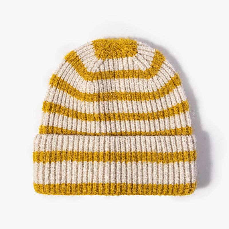 Dipped Shop - Wholesale Beanie - Women's - Winter Striped Beanie Cuff Warm Knitted Hat DP25G7322