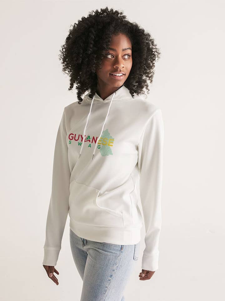 Felpa con cappuccio da donna Guyanese Swag Guyana Map per la vendita all'ingrosso da parte di Guyanese Swag