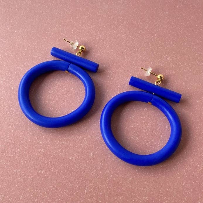 Pendientes circulares - Azul cobalto para venta al por mayor de Loela