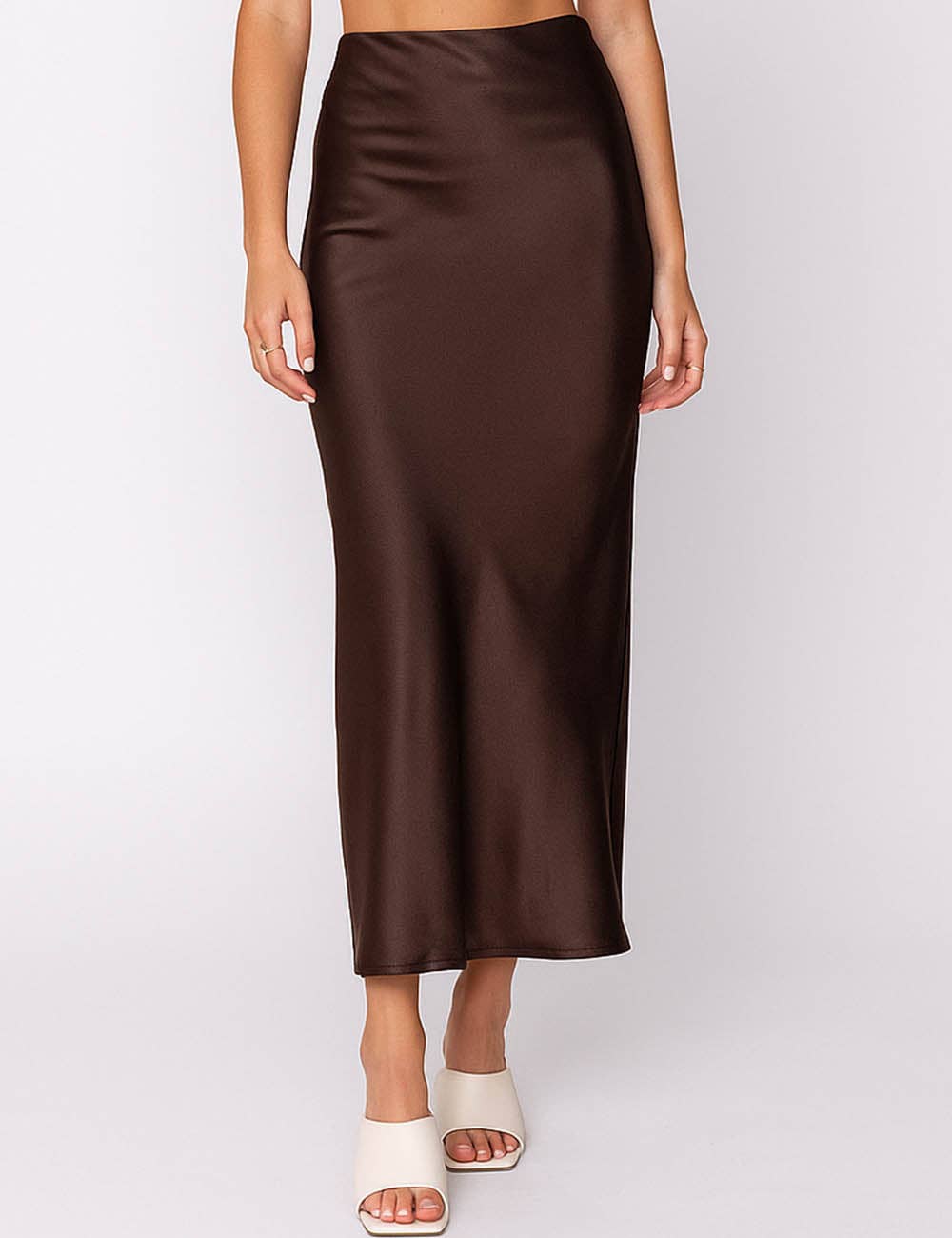 Sweetkama - Wholesale Skirt - Women's - Ladies Stain Zipper Side Hip Wrap Maxi Skirt4