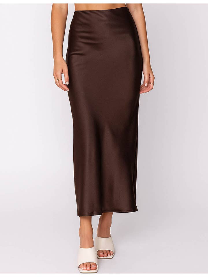 Sweetkama - Wholesale Skirt - Women's - Ladies Stain Zipper Side Hip Wrap Maxi Skirt4