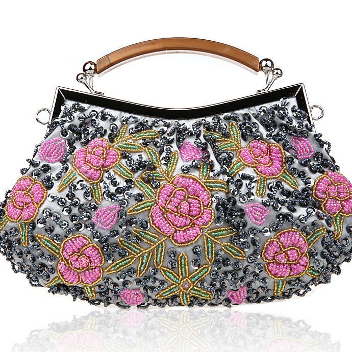 PEACH ACCESSORIES - Wholesale Clutch Bag - Women's - Floral Beaded Evening Clutch Bag A0006