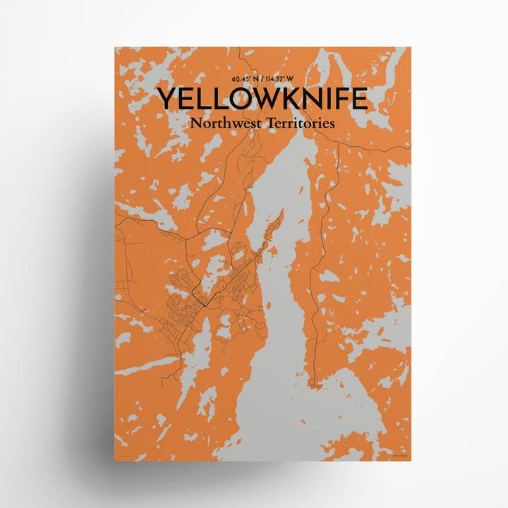 Yellowknife City Map Poster for wholesale by OurPoster.com
