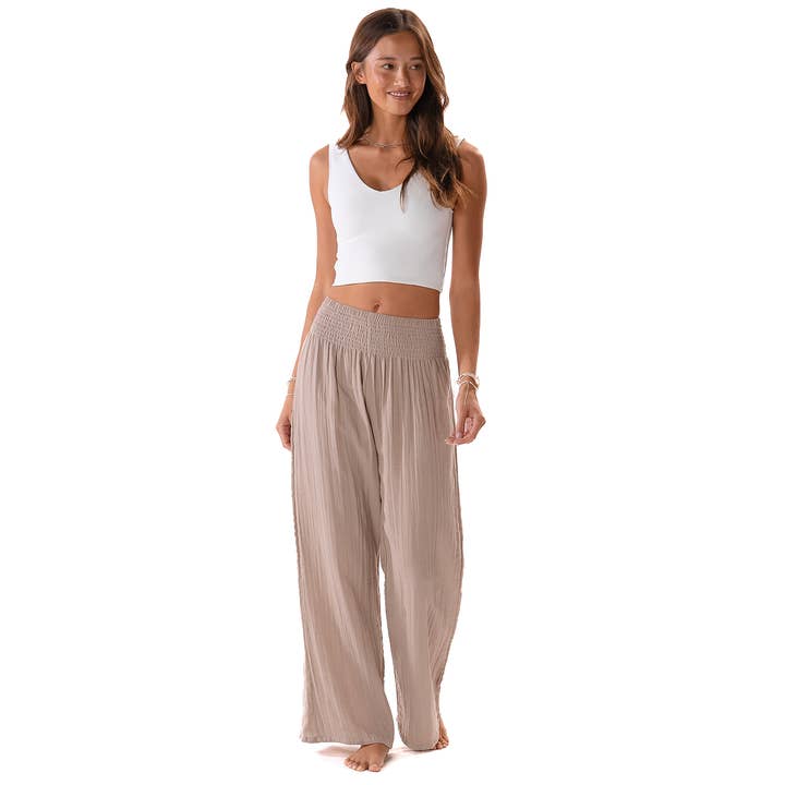 Lotus and Luna - Wholesale Pants - Women's - Stone Wide Leg Cotton Pants6