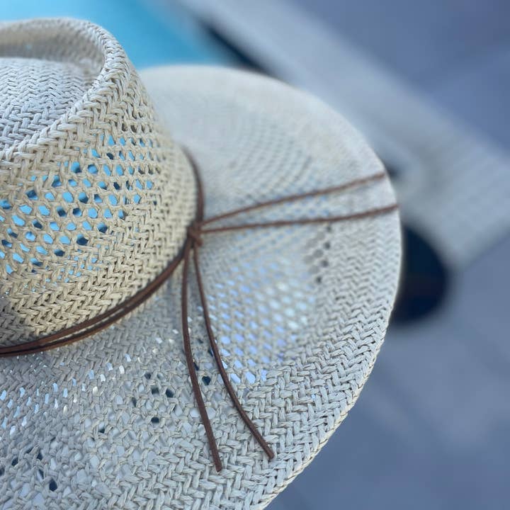 Love and Thyme - Wholesale Straw Hat - Women's - Summer Wide Brim PeekaBoo Weave Gambler Straw Hat
