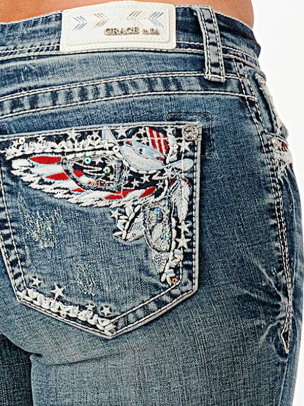 Americana Wing Modify Mid-Rise Boot Cut 32" | EB-61632-32 for wholesale by Grace in LA
