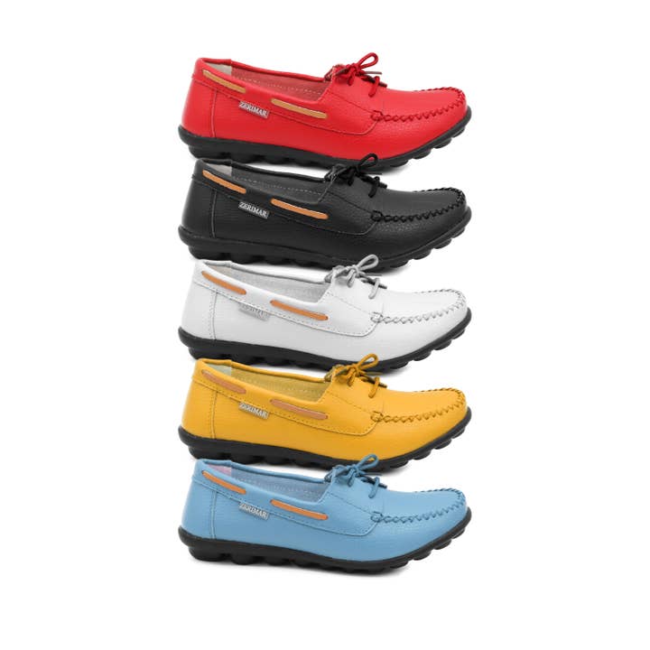 Rojo Mocasines de cuero para mujer Zerimar - Zapatos de vestir cómodos, rojo de venta al por mayor en Faire
