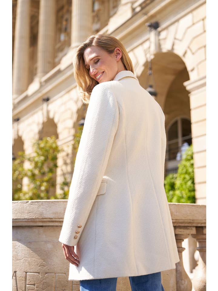 Attentif Paris - Wholesale Blazer - Women's - Mid-length fitted double-breasted jacket with wool1