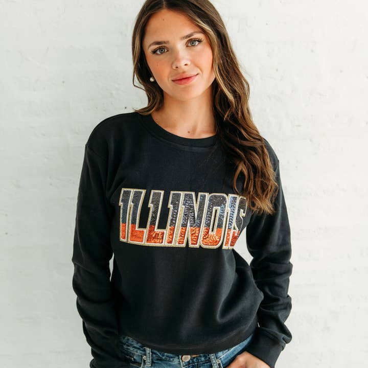 Illinois Sequin Crewneck for wholesale by Posh Play