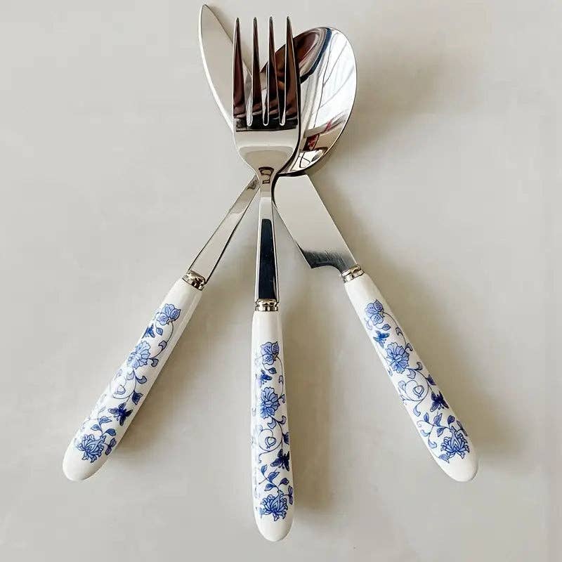 Huis Van Merken - Wholesale Assorti bestekset - Bloemrijk Keramisch Handvat Messen Set - Roestvrijstalen Keukengerei0