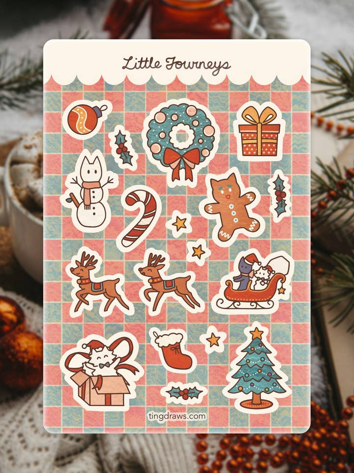 Little Journeys - Merry Christmas Sticker Sheet for wholesale by Ting Draws