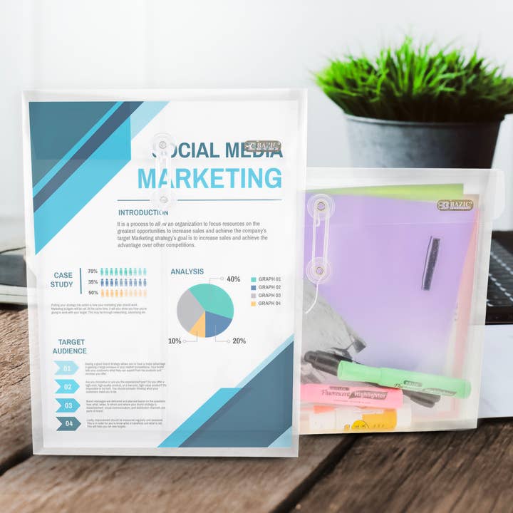 BAZIC Products - Wholesale Envelopes - String Envelope Letter Size Clear Top/Side Loading (2/Pack)6