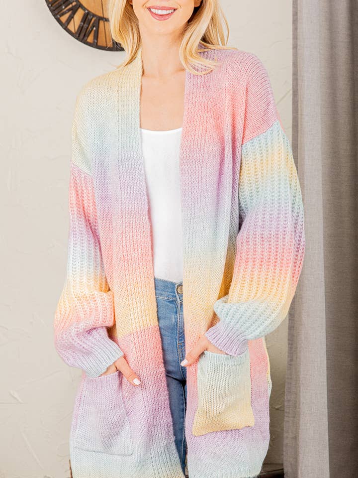 MEERKLEURIG OMBRE VEST MET OPEN TRUI voor wholesale door Pink Irene Wholesale