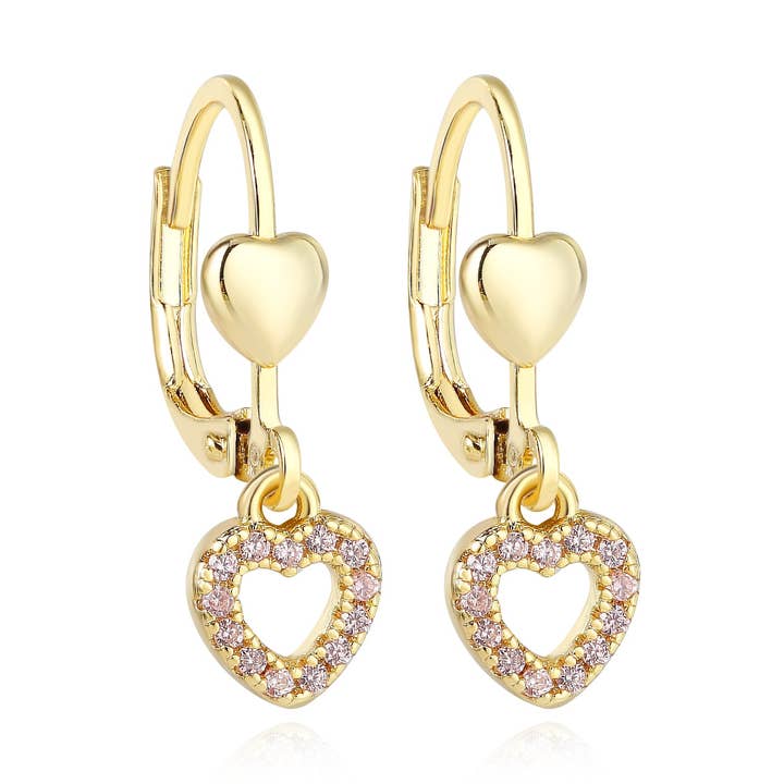 Diamond Heart Lever Back for wholesale by The Tiny Gem