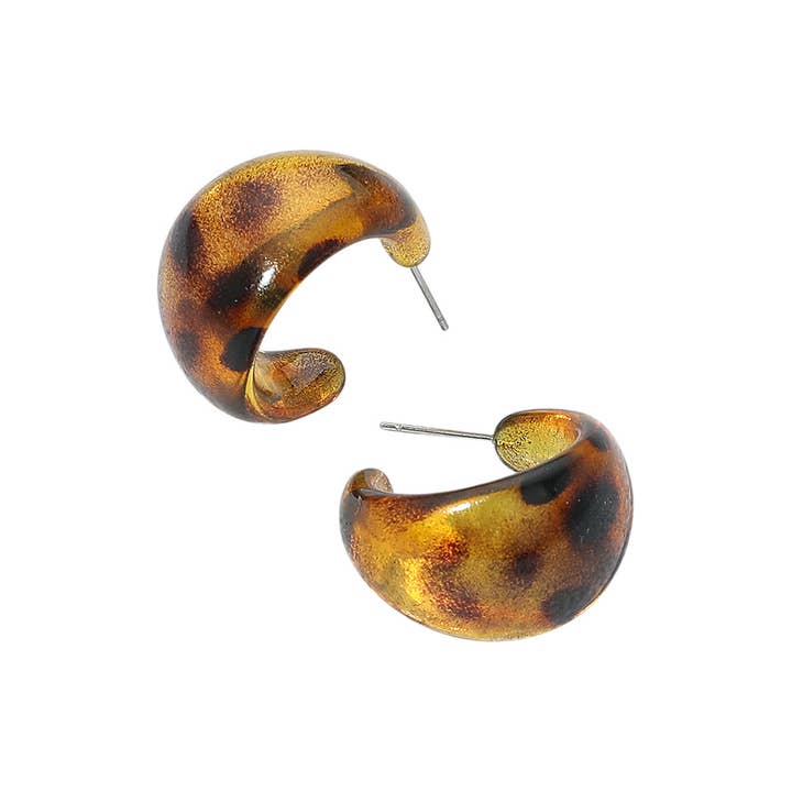 Sensibling Corp. - Wholesale Hoop Earrings - Chunky Resin Tortoise Hoop Earrings1