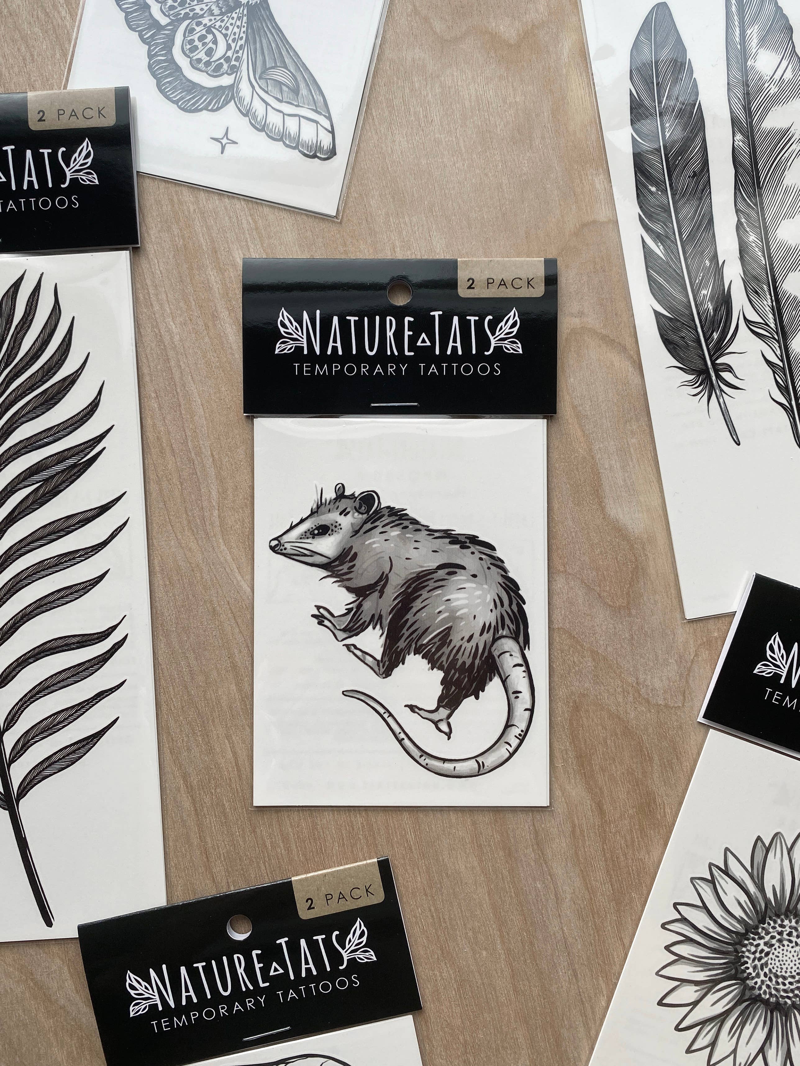 NatureTats - Wholesale Temporary Tattoo - Opossum Temporary Tattoo1