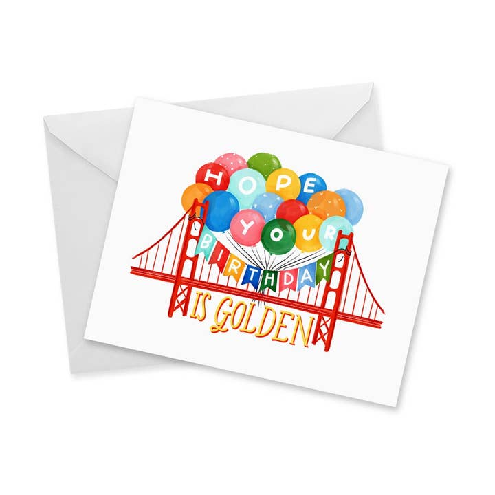 Birthday Golden Gate Bridge Notecard for wholesale by doodles.ink.