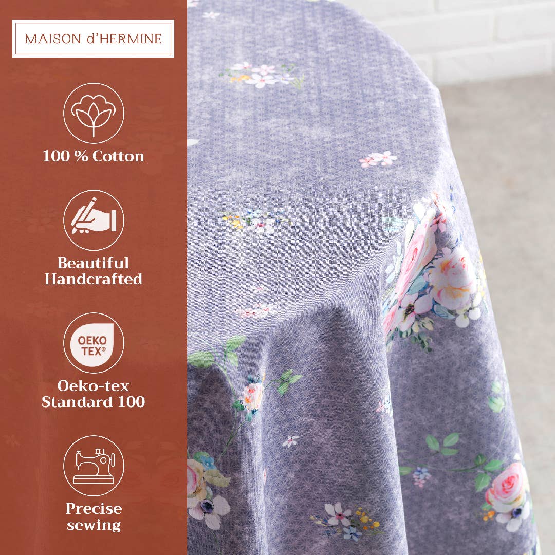 Maison d'Hermine - Design in Every Thread - Wholesale Tablecloth - Cotton Tablecloths - 3 Shapes - Sweet Rose Lavender -Country7