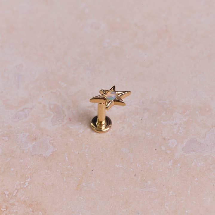 ZOHREH V. JEWELLERY - Wholesale Stud/Post Earrings - Opal Star Flat Back Earring 14k Gold
