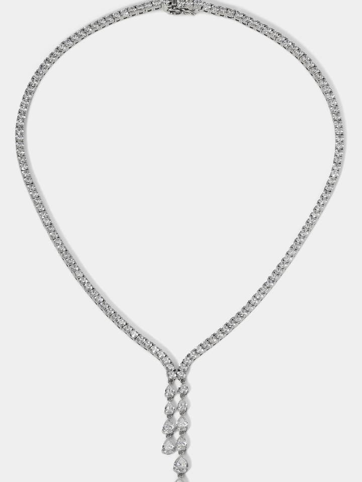 COLLIER Y WILLOW ROND CZ TENNIS DOUBLE GOUTTE pour la vente par NADRI