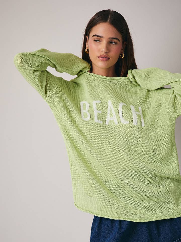 ROUND NECK LONG SLEEVE BEACH LIGHT WEIGHT SWEATER for wholesale by Sunday Edition