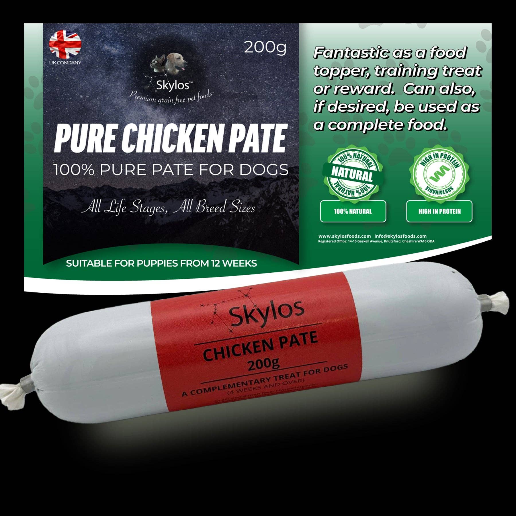 Skylos Foods – wholesale Pet food – Dog – Skylos Pate in 9 Flavours and 2 Sizes1