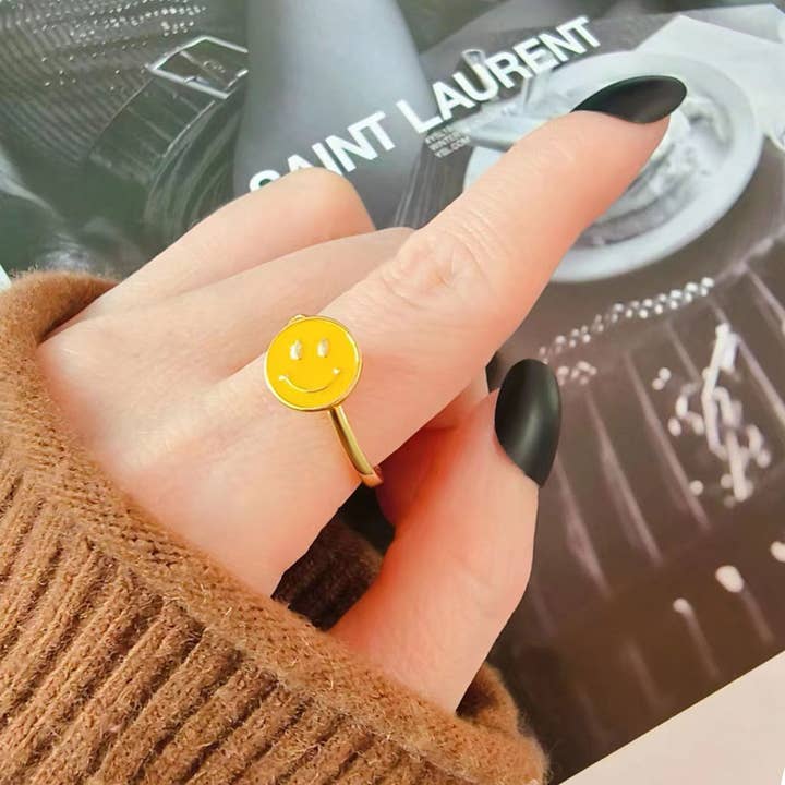 Perimade & Co. LLC - Wholesale Band/Stacked Ring - Smiley Anxiety Fidget Spinner Ring in 925 Sterling Silver5