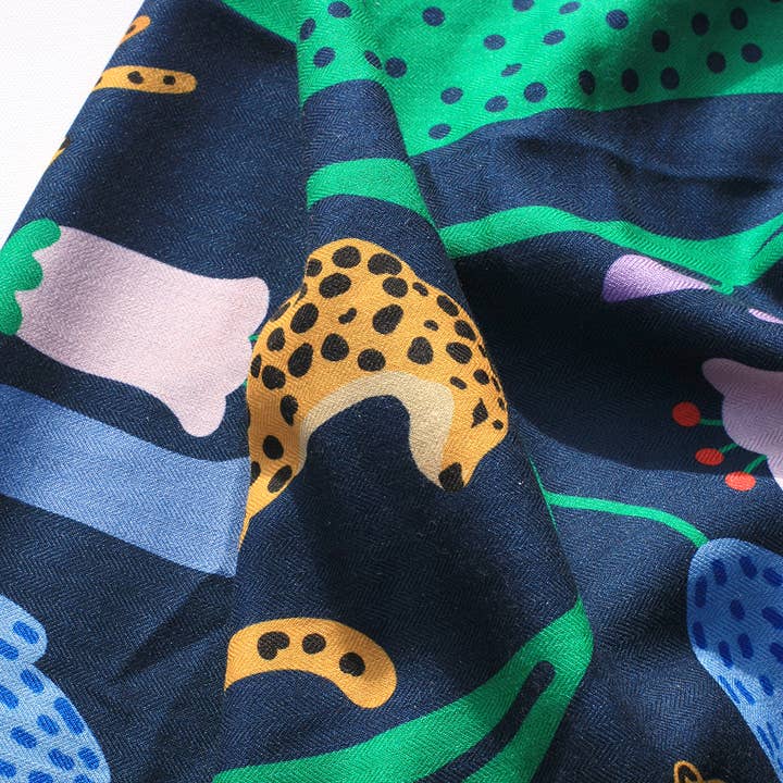 Jessie Zhao New York - Wholesale Scarf – Women's - Double Sided Wool Silk Scarf Of Jungle Night8