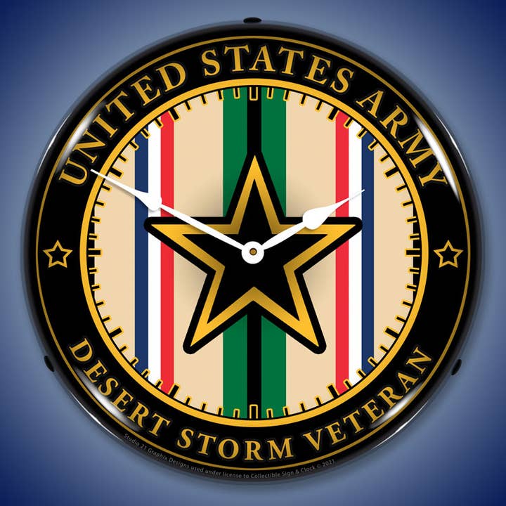 Veterano dell'esercito Operazione Desert Storm per la vendita all'ingrosso da parte di Collectable Sign and Clock LLC.