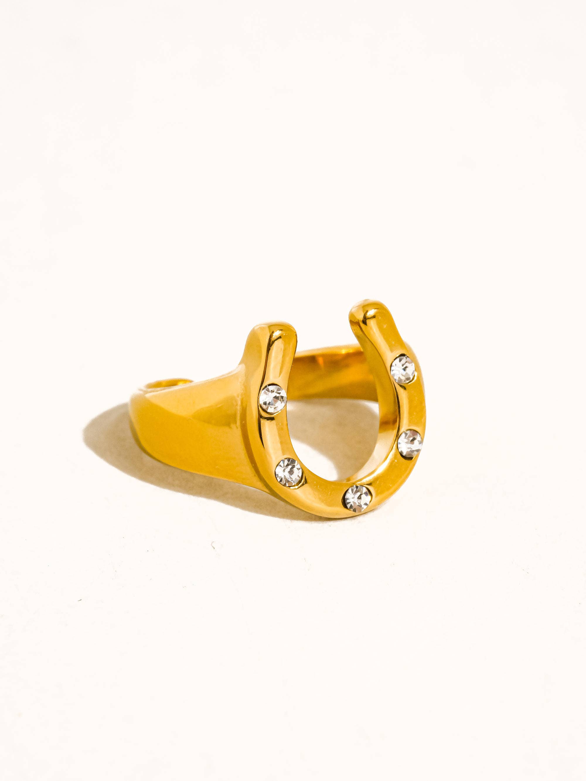 18K Gold Non-Tarnish CZ Horseshoe Ring for wholesale on Faire6