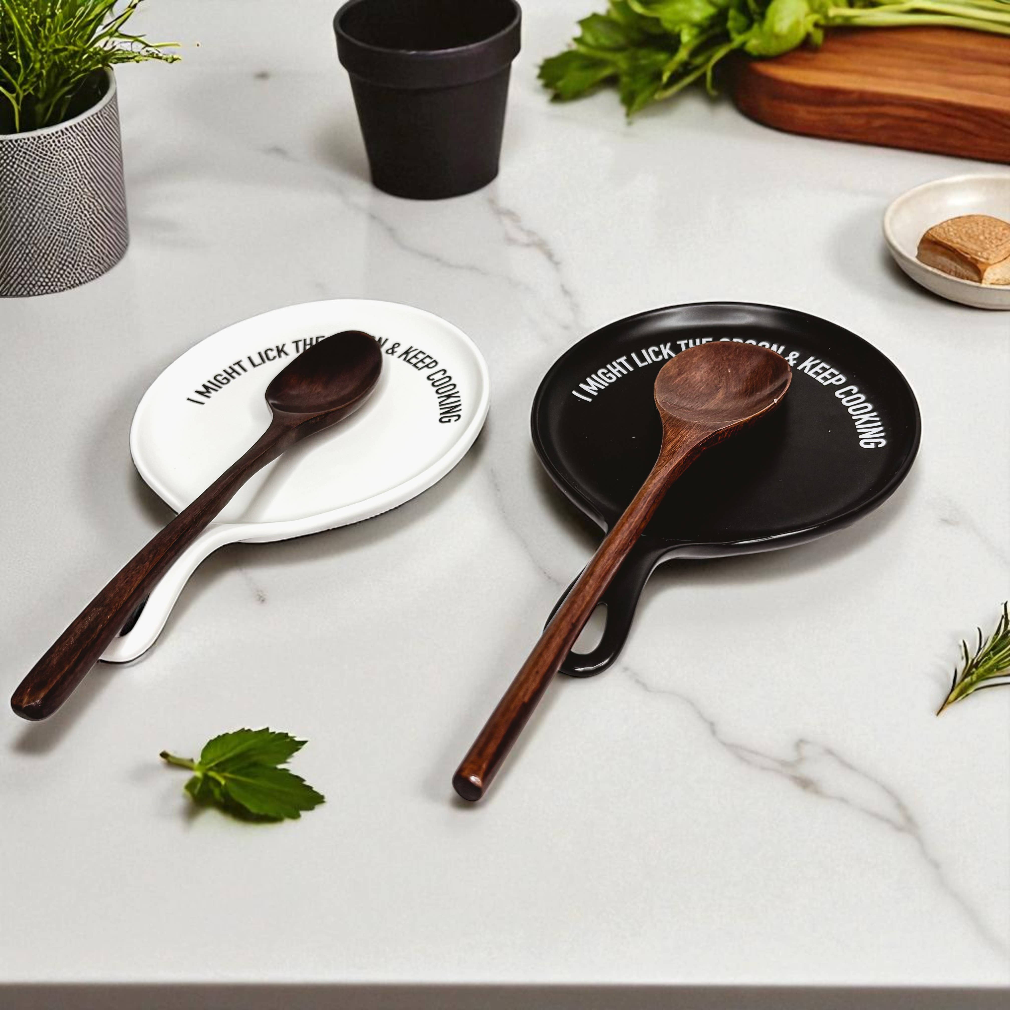 Gia Roma - Vendita all'ingrosso Poggiamestolo - Decorazione da cucina, set di poggia cucchiai in ceramica fatto a mano con cucchiaio in legno53