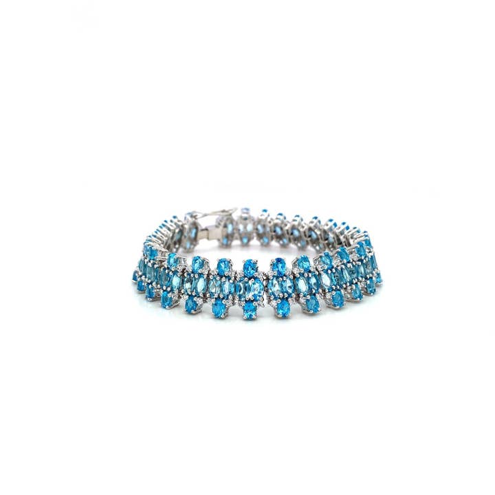 Blue Topaz Bracelet in .925 Sterling Silver - KSD 45479 for wholesale by Kotawala Jewels