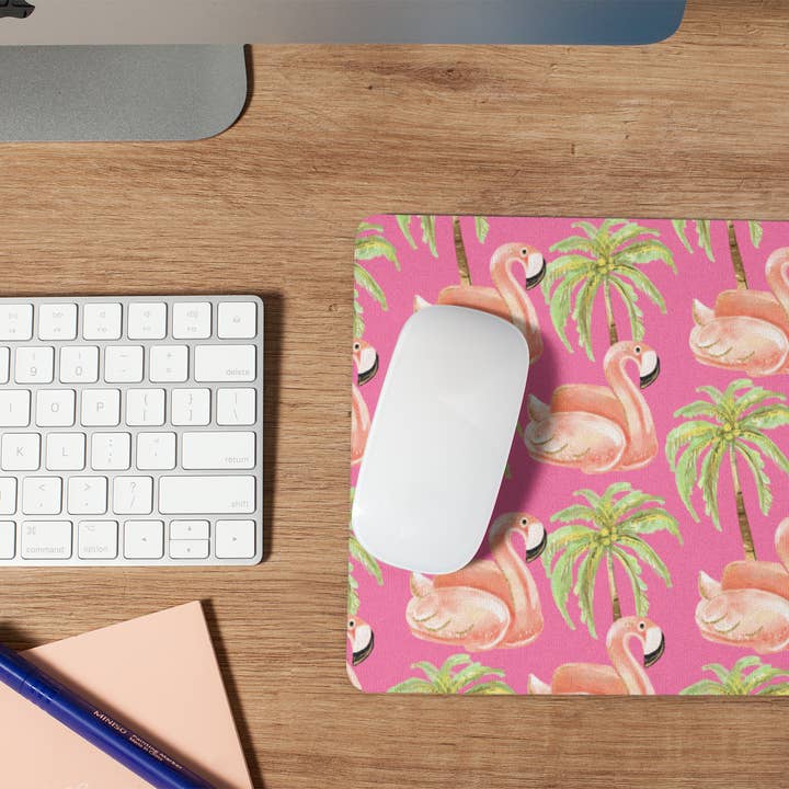 Pink Flamingo Mouse Pad for wholesale by Livy Lou Designs + Co