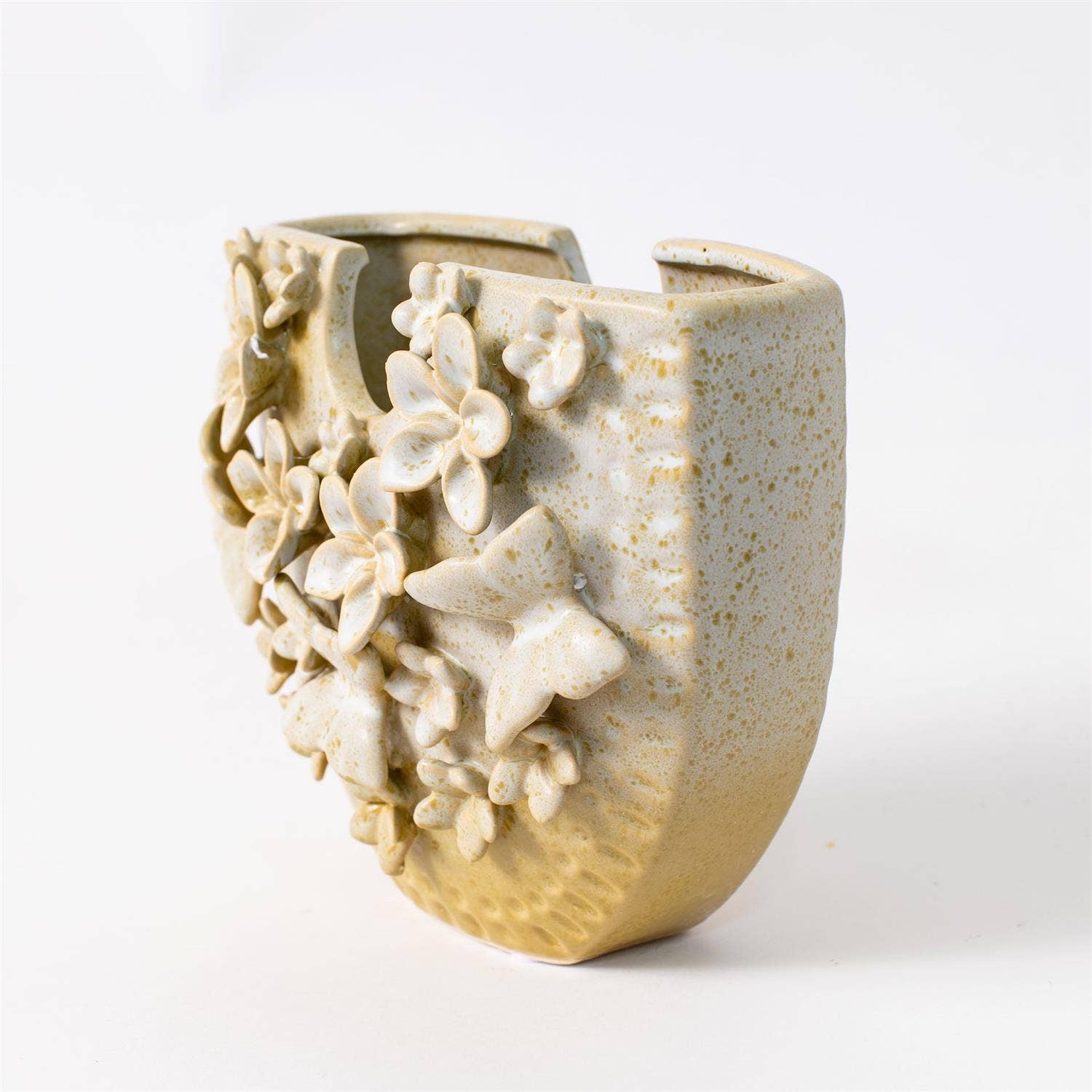 Audrey's Home & Gift – Vaso por atacado – Vaso de Grés com Borboleta e Flores Aplicadas (Pk/02)4