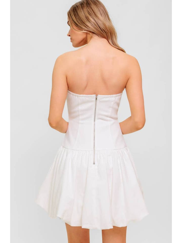 DENIM BIANCO Un mini abito in twill intrecciato solido - ID22583 in vendita all'ingrosso su Faire4