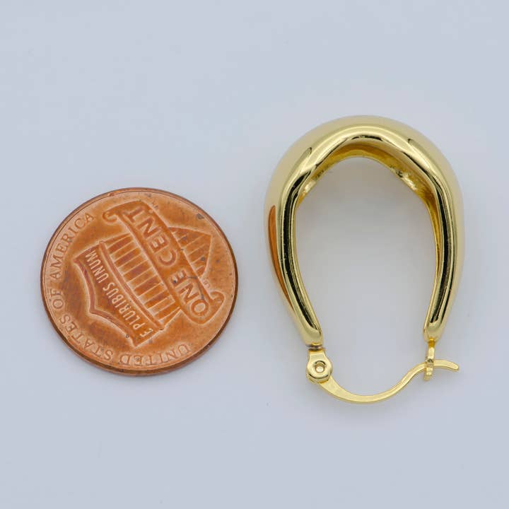 Aim Eternal - Wholesale Hoop Earrings - 24k Gold Filled Thick Hoops - Gold Thick Hoop Earrings - Chunky Thick Hoops - Light Weight Hoops Dome Earring P2643