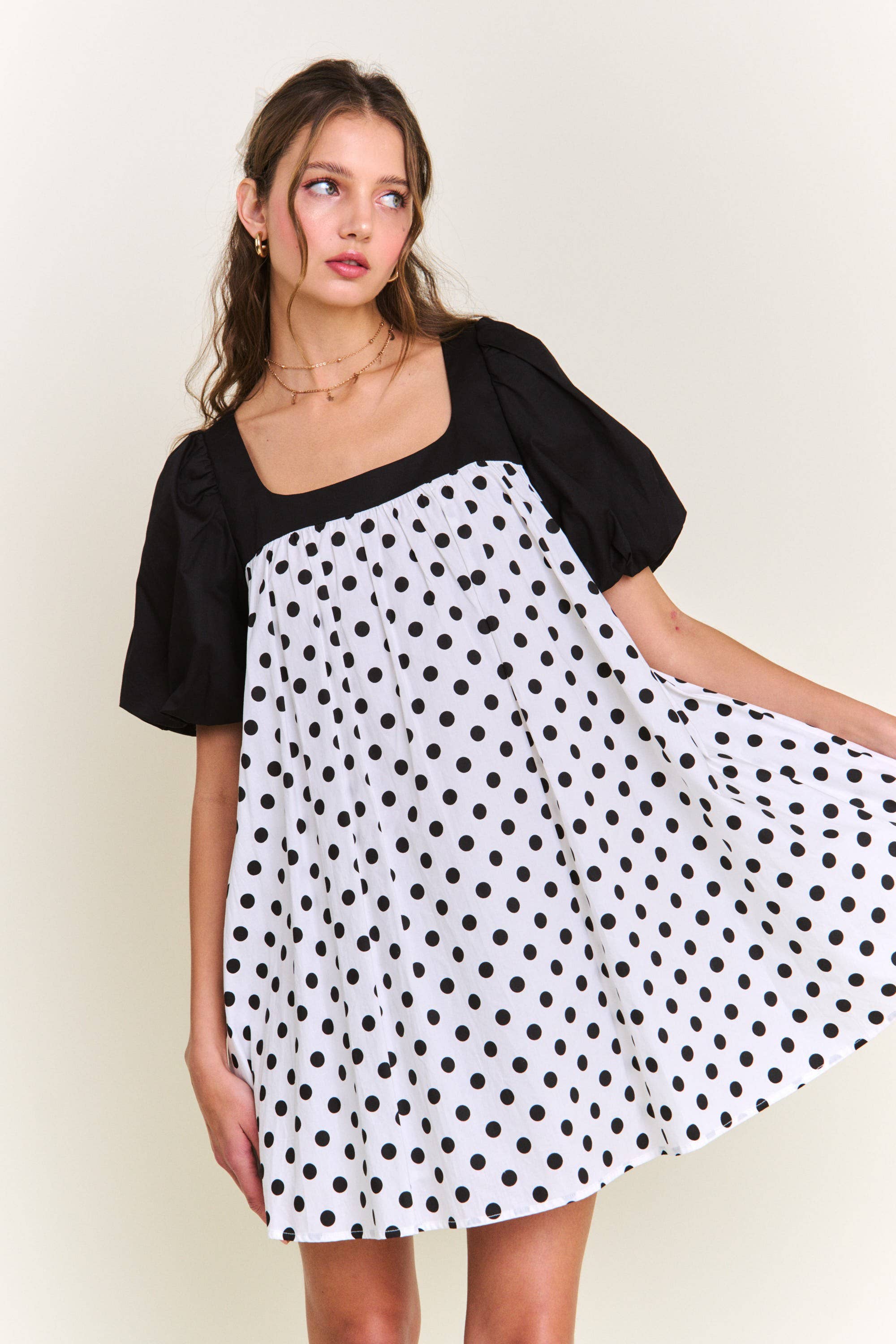 Blanco Minivestido lunares de venta al por mayor en Faire3