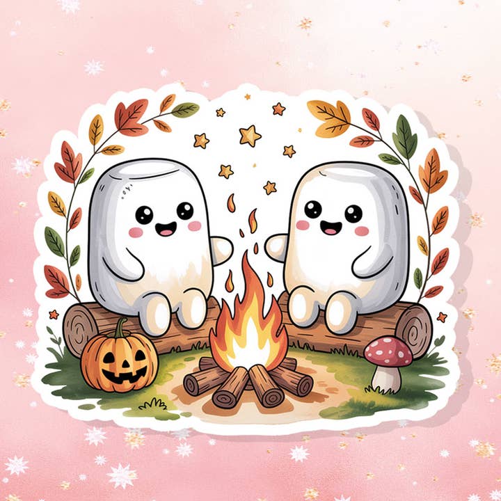 Marshmallow Camp Fire Kawaii Vinyl Sticker Funny Autumn Fall for wholesale by Bella Custom Printing