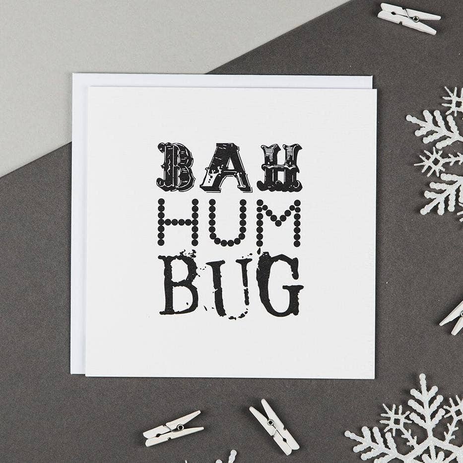 I am Nat Ltd – wholesale Christmas card – 'Bah Hum Bug' Anti Christmas Card0