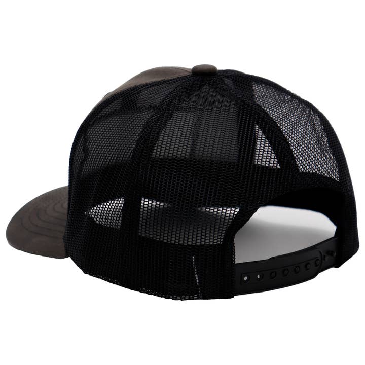 Cap Zone - Wholesale Trucker Hat - Unisex - Rifle American Flag Oiled Faux Leather Trucker Hat13