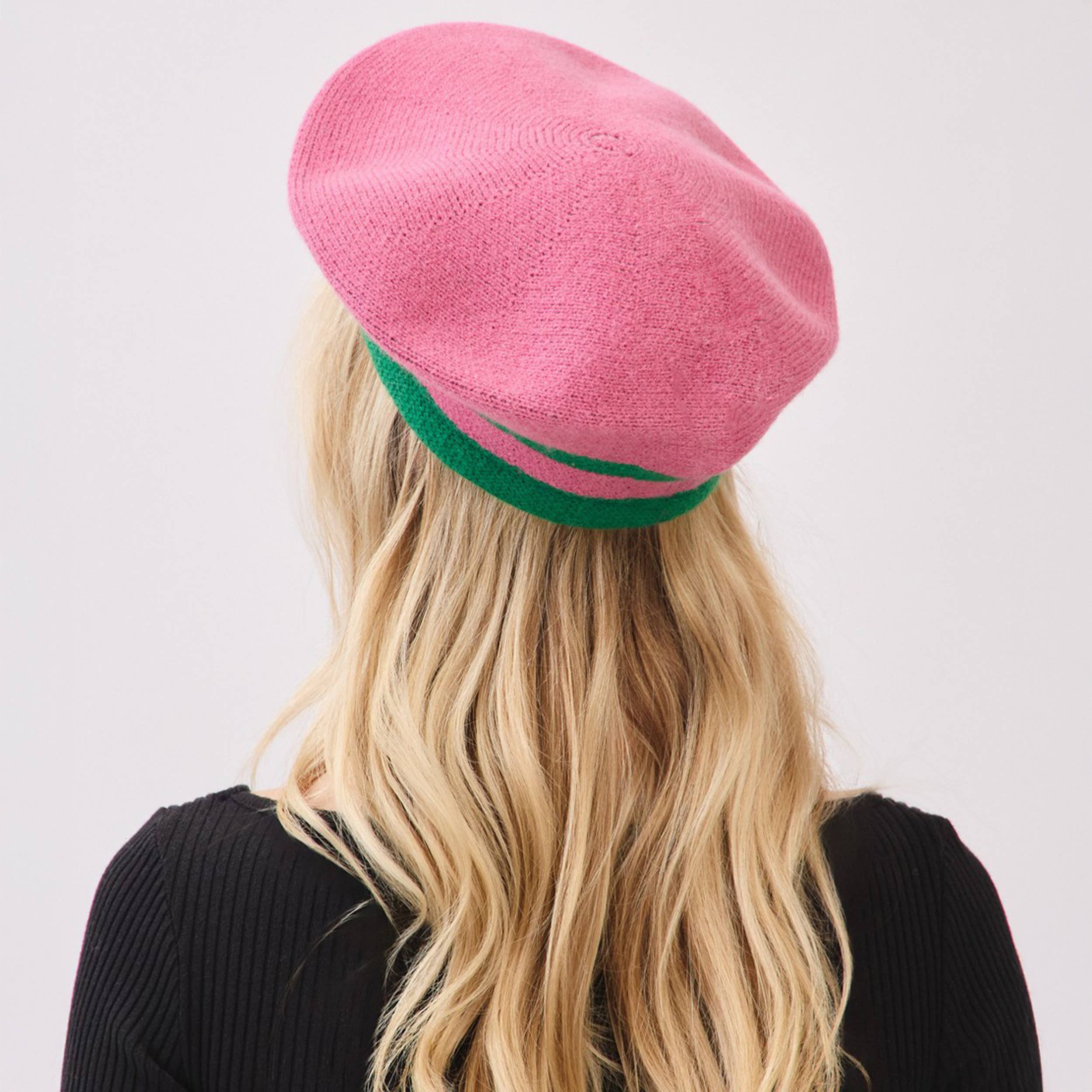 Hana - Vendita all'ingrosso Basco - Donna - Berretto in Maglia Invernale a Righe Bicolore6