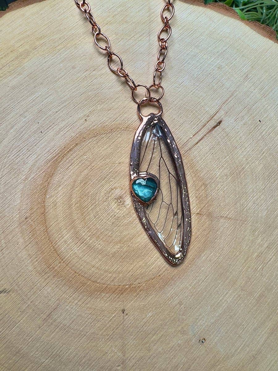 Copper Ashes - Wholesale Pendant/Charm Necklace - Cicada Wing and Labradorite Necklace0