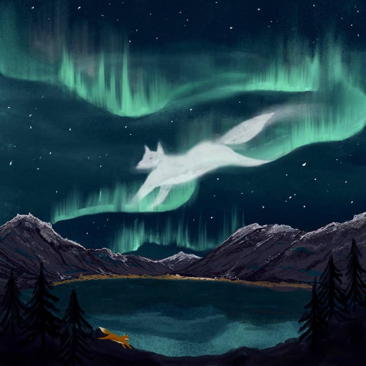 Stampa giclée folktale per Firefox per la vendita all'ingrosso da parte di Charis Raine Illustration