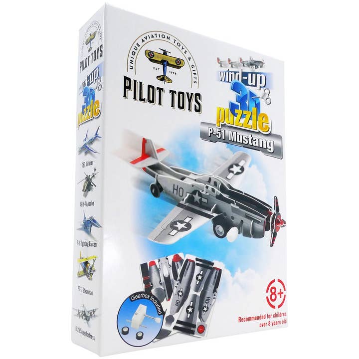 Pilot Toys – wholesale Pussel - Barn – 12 flygplan Wind-Up 3D-pussel med displaybox