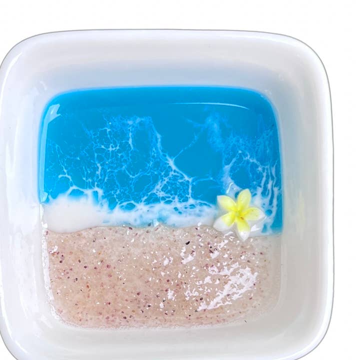 2-Inch Plumeria Beach Square Ring Dish Hawaii Souvenir Gift for wholesale by Two Seas Arts LLC