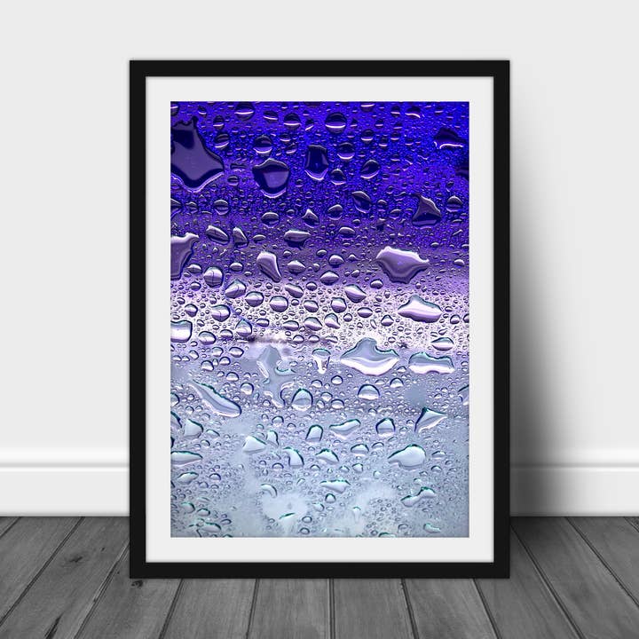 Purple Water Droplets Abstract Photography Print Wall Art for wholesale by Angie Harris Photography