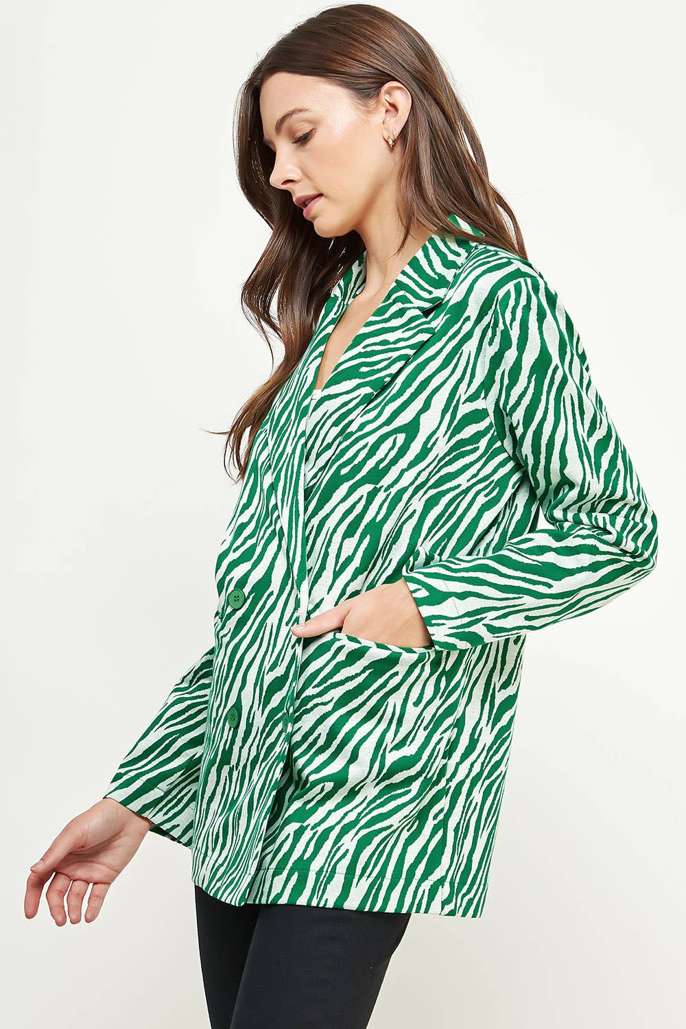 Strut & Bolt – Engroshandel Blazer - Dame – Zebra Mønster Strik Blazer12