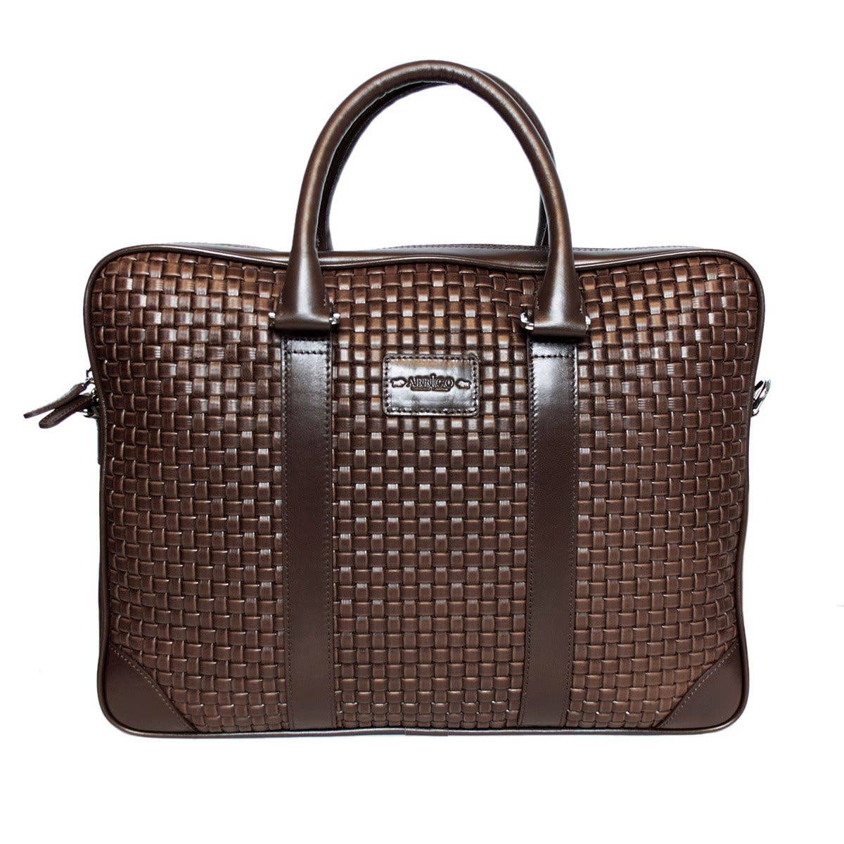 Arrigo - Wholesale Laptop Bag - Unisex - Leather Laptop Bag 15.6 Inches in 4 Colors Braided Leather3