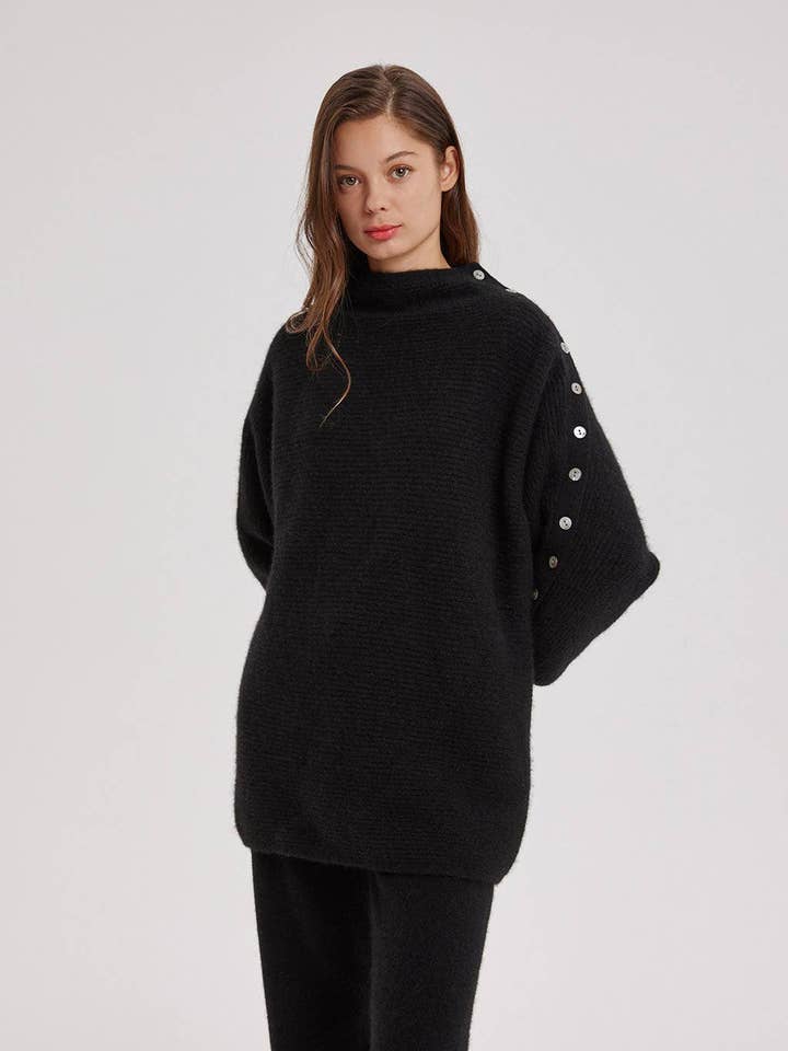 Slouchy Knit Buttoned Yak Tunic for wholesale by NAP